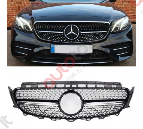 Mercedes Benz E Class W213 diamond "black" stiliaus priekinės grotelės 2016-2019